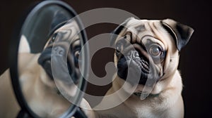 Pug Puppy\'s First Encounter with a Mirror