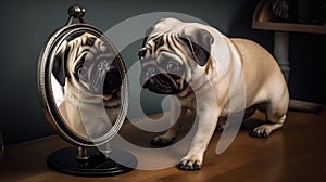 Pug Puppy\'s First Encounter with a Mirror