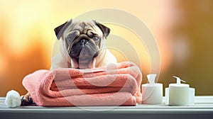 pug relaxed from spa procedures