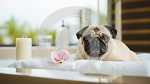 pug relaxed from spa procedures