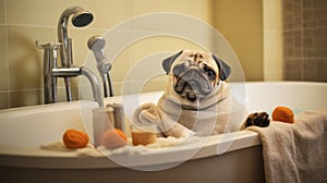 pug relaxed from spa procedures