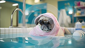 pug relaxed from spa procedures