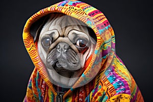 Pug\'s attire affair: a beautiful studio portrait