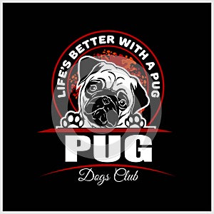 Pug - vector illustration for t-shirt, logo and template badges