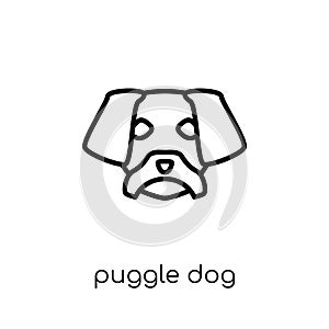 Puggle dog icon. Trendy modern flat linear vector Puggle dog icon on white background from thin line dogs collection