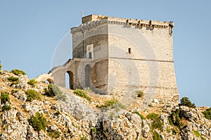 Puglia, Italy, old tower at Porto Selvaggio photo