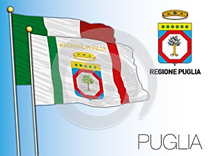 Puglia official regional flag and coat of arms, Italy