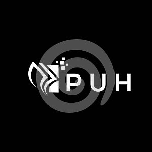 PUH credit repair accounting logo design on BLACK background. PUH creative initials Growth graph letter logo concept. PUH business