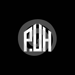 PUH letter logo design on BLACK background. PUH creative initials letter logo concept. PUH letter design.PUH letter logo design on