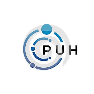 PUH letter technology logo design on white background. PUH creative initials letter IT logo concept. PUH letter design