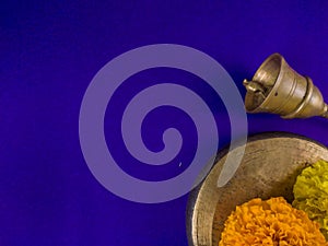 Puja essentials kashor and ghanta, puja bell or gong bell made of brass used in hindu rituals. these are used in durga , saraswati