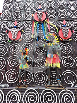 The puja pandel decorated with tribal statue