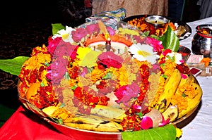 Puja or Pooja thali for worshipping God