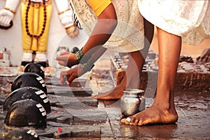 Puja ritual in Varanasi photo