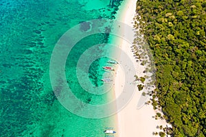 Puka Shell Beach, Boracay Island, Philippines, aerial view.