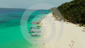 Puka Shell Beach, Boracay Island, Philippines, aerial view.