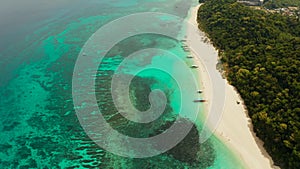 Puka Shell Beach, Boracay Island, Philippines, aerial view.