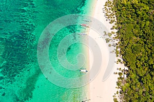 Puka Shell Beach. Seascape with island of Boracay, Philippines, top view.