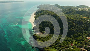 Puka Shell Beach. Seascape with island of Boracay, Philippines, top view.