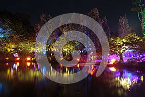 Pukekura Park, New Plymouth, New Zealand, lit up for Festival of Lights