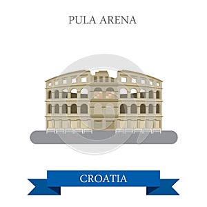 Pula Arena Croatia flat vector attraction sight landmark