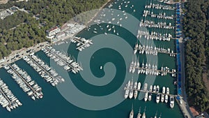 Pula Croatia Aerial View, Docks with sailing ships