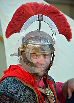 Men dressed as Roman soldier for tourists in the Old Town of Pula