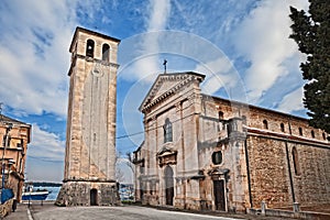 Pula, Istria, Croatia: the ancient cathedral and the bell tower