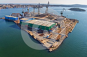 Pula panorama with old shipyard