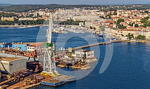 Pula panorama with old shipyard