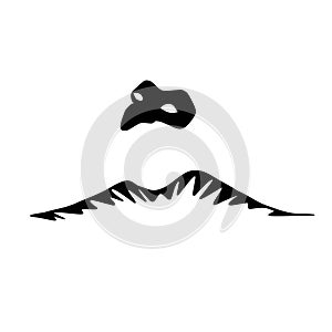 Pulcinella mask over neapolitan vesuvius elements logo