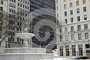Pulitzer Fountain in winter
