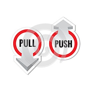 Pull push door signs stickers set