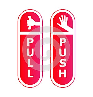 Pull and push door. Vector illustration