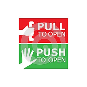 Pull and push door. Vector illustration