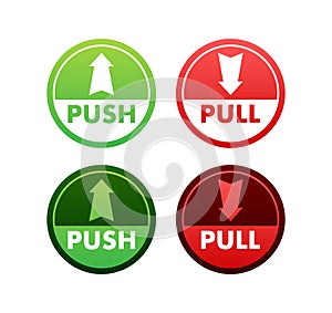 Pull push in flat style on white background. Vector design