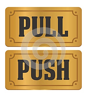 Pull and push - gold door signs