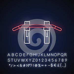 Pull up bar neon light icon