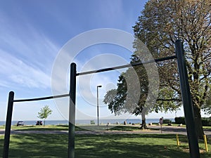 Pull-up bars help people stay in shape in Cleveland Edgewater Park - OHIO