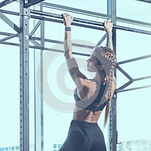 Pull-up exercise in gym