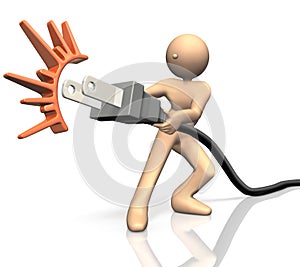 He pulled an outlet for energy saving.