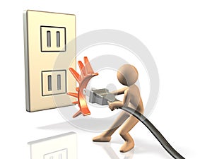 He pulled an outlet for energy saving.