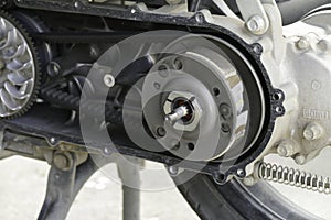 The pulley and belt of motorcycle