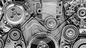 pulley belts car engine background