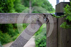 Pulley at garden entrance gate