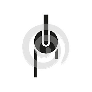 Pulley icon. Construction tool icon for lifting. Vector illustration. Eps 10.