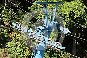 Pulley mechanism on a ski lift