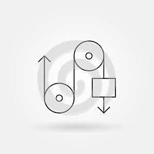 pulley physics formula single isolated icon with modern line or outline style