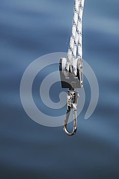 Pulley and rope on a sailboat