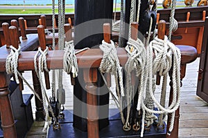 Pulleys of a boat